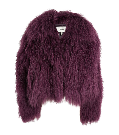 Shop Frame Shearling Jacket In Purple