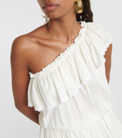 Shop Melissa Odabash Debbie Ruffled One-shoulder Minidress In White
