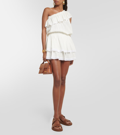 Shop Melissa Odabash Debbie Ruffled One-shoulder Minidress In White