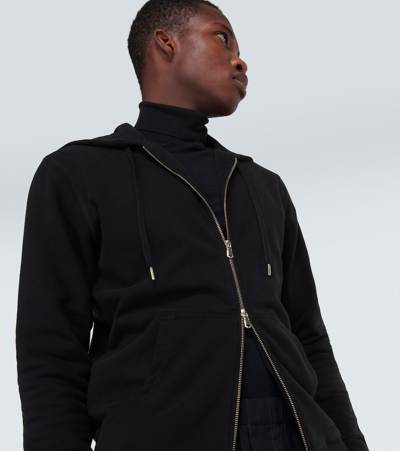 Shop Sunspel Loopback Cotton Hoodie In Black