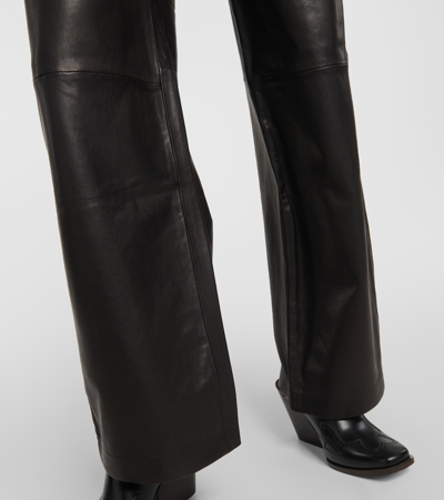 Frame High-rise Leather Wide-leg Pants In Black