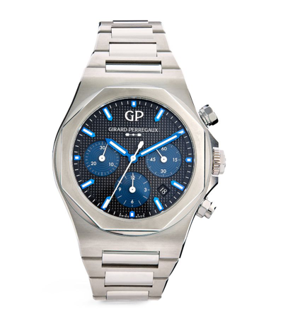 Shop Girard-perregaux Stainless Steel Laureato Chronograph Watch 42mm In Black