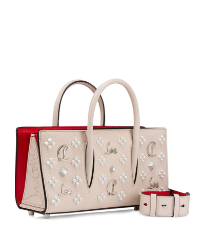 Shop Christian Louboutin Paloma Leather Baguette Bag In Beige