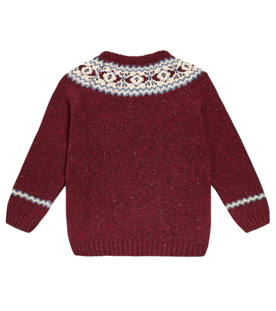 Shop La Coqueta Fair Isle Wool-blend Sweater In Burgundy