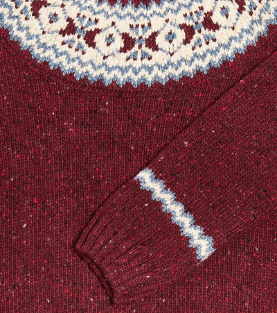 Shop La Coqueta Fair Isle Wool-blend Sweater In Burgundy