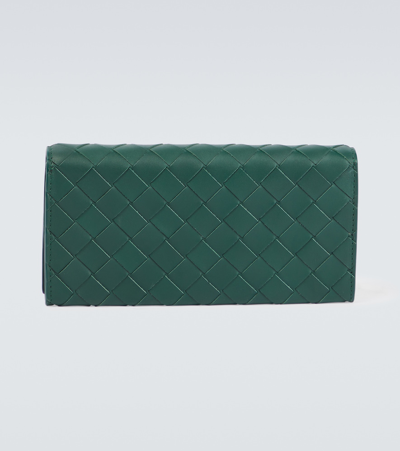 Bottega Veneta Intrecciato Leather Wallet In Green