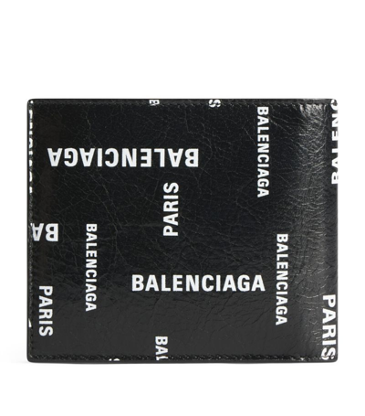 Shop Balenciaga Lambskin Logo Bifold Wallet In Beige