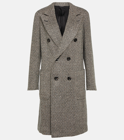 Loro Piana Herwin Double-breasted Herringbone Linen And Cashmere-blend Coat In Grey