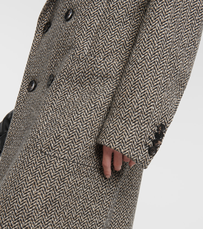 Shop Loro Piana Herwin Herringbone Linen And Cashmere Coat In Grey