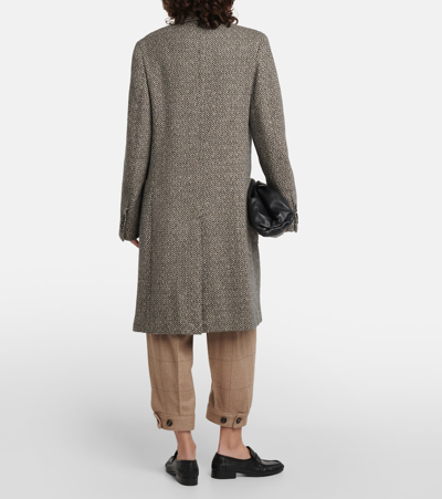 Shop Loro Piana Herwin Herringbone Linen And Cashmere Coat In Grey