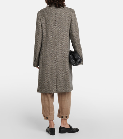 Loro Piana Herwin Double-breasted Herringbone Linen And Cashmere-blend Coat In Grey