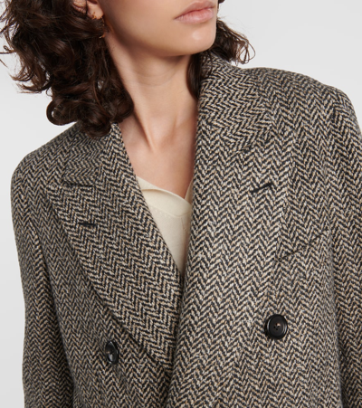 Shop Loro Piana Herwin Herringbone Linen And Cashmere Coat In Grey