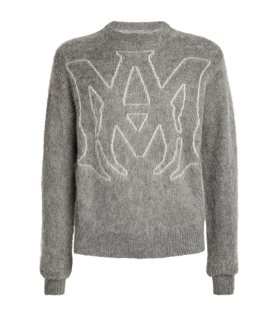 Shop Amiri Mohair-blend Logo Sweater In Grey