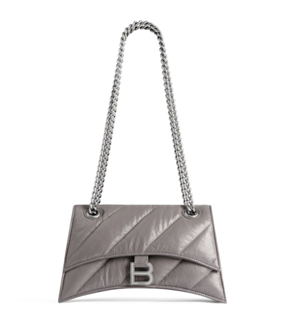Shop Balenciaga Small Leather Crush Shoulder Bag In Grey