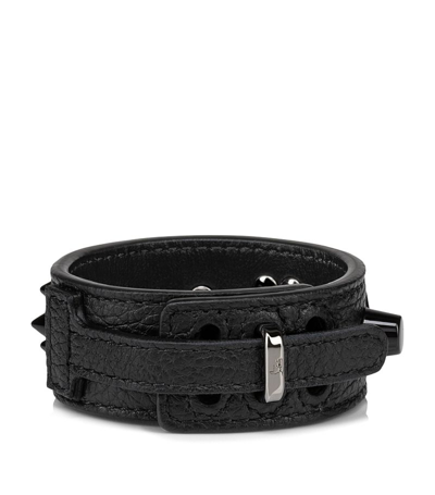 Shop Christian Louboutin Paloma Leather Bracelet In Black