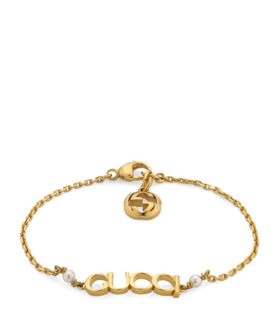 Shop Gucci Script Letter Bracelet In Gold