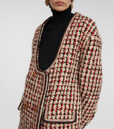 Shop Etro Oversized Wool-blend Bouclé Jacket In Multicoloured