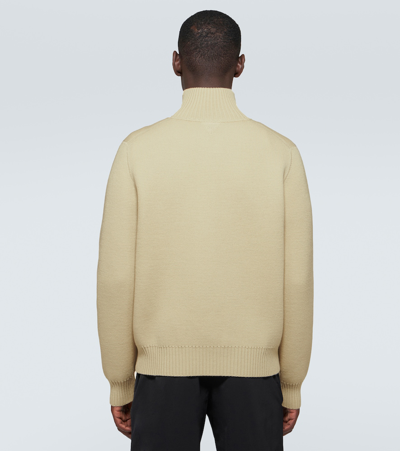 Shop Bottega Veneta Wool Half-zip Sweater In Beige