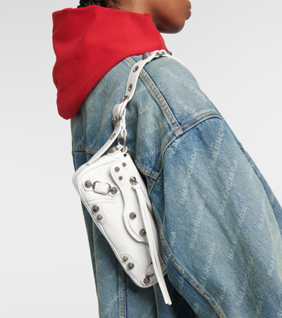 Balenciaga Extra Small Le Cagole Lambskin Leather Shoulder Bag In White