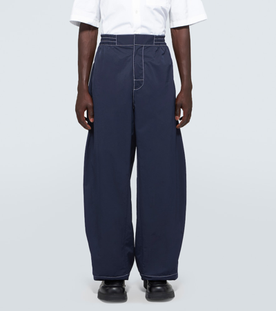 Shop Bottega Veneta High-rise Barrel-leg Pants In Blue