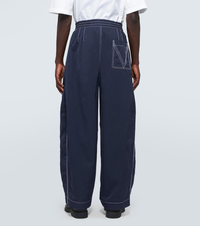 Shop Bottega Veneta High-rise Barrel-leg Pants In Blue