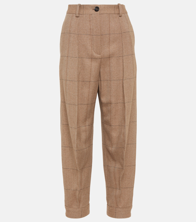 Shop Loro Piana Aniston High-rise Tapered Cashmere Pants In Brown