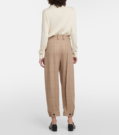 Loro Piana Aniston High-rise Tapered Cashmere Pants In Brown