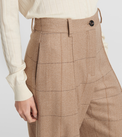 Shop Loro Piana Aniston High-rise Tapered Cashmere Pants In Brown