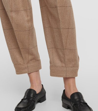 Shop Loro Piana Aniston High-rise Tapered Cashmere Pants In Brown