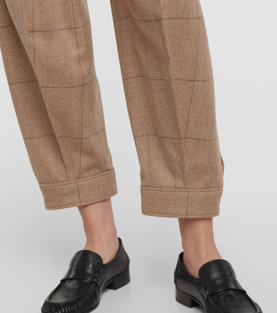 Loro Piana Aniston High-rise Tapered Cashmere Pants In Brown