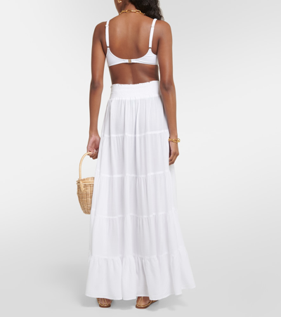 Shop Melissa Odabash Dee Tiered High-rise Maxi Skirt In White