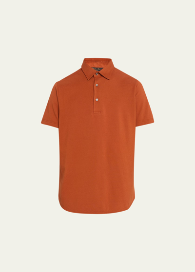 Shop Loro Piana Men's Cotton Pique Polo Shirt In Jasper Coral Oran