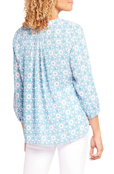 Shop Nydj High-low Crepe Blouse In Daisy Chain