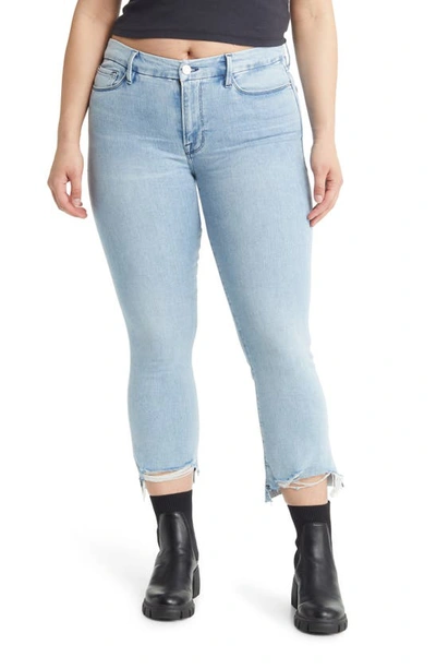 Shop Frame Le Crop Mini Boot Stagger Raw Hem Crop Bootcut Jeans In Yorba Chew