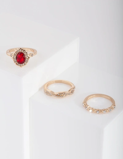 Lovisa Gold Classic Engagement Ring 3 Pack In Multi