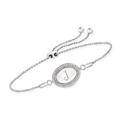 Rs Pure By Ross-simons Diamond Personalized Oval Bolo Bracelet In Sterling Silver In Silver