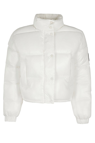 Shop Save The Duck Logo Patch Quilted Jacket In White