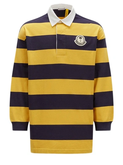 Shop Moncler X Palm Angels Long Sleeve Polo Shirt In Yellow