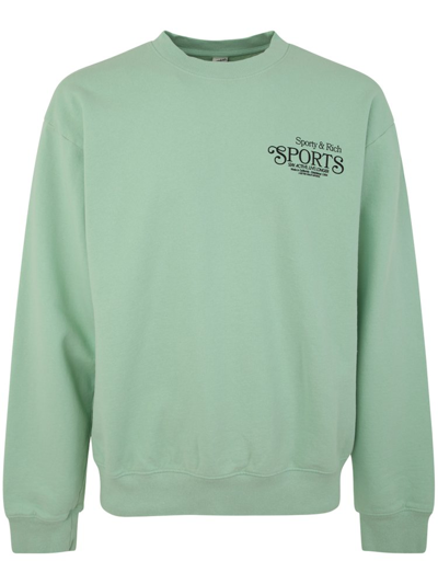 Shop Sporty And Rich Sporty & Rich Logo Printed Crewneck Sweatshirt In Green