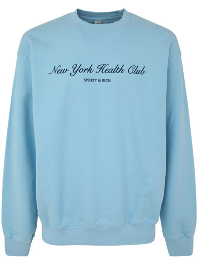Shop Sporty And Rich Sporty & Rich Logo Printed Crewneck Sweatshirt In Blue