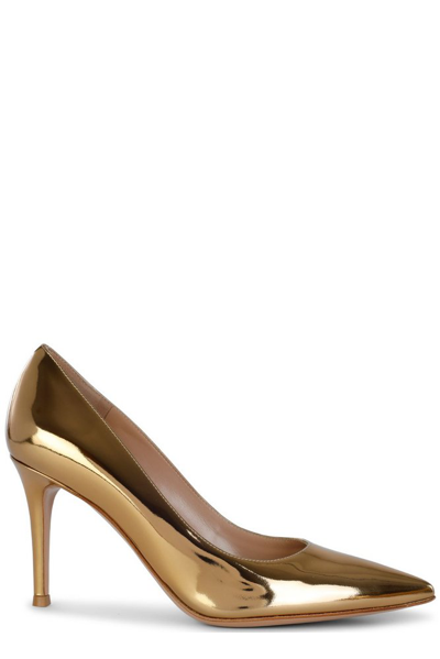 Shop Gianvito Rossi Metallic Pointed In Gold