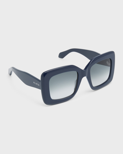 Shop Alaïa Logo Square Acetate Sunglasses In 003 Blue