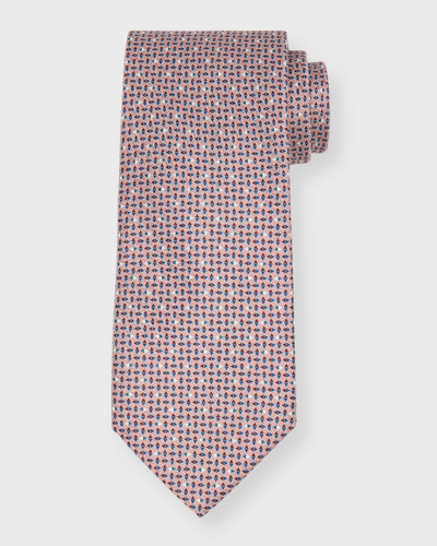 Shop Brioni Men's Micro-circles Silk Tie In Pink Blue