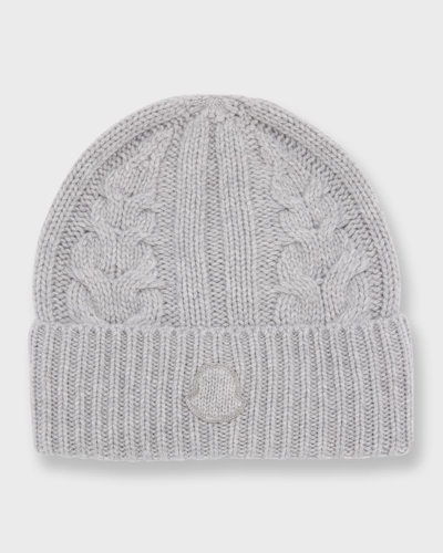 Shop Moncler Cashmere Cable-knit Beanie In Grey