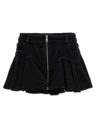 Shop Mugler Denim Skirt In Black
