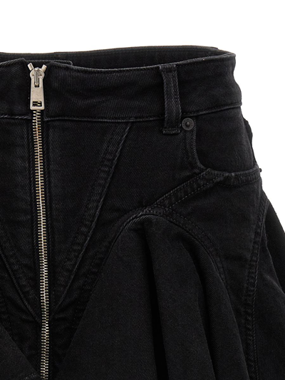 Shop Mugler Denim Skirt In Black