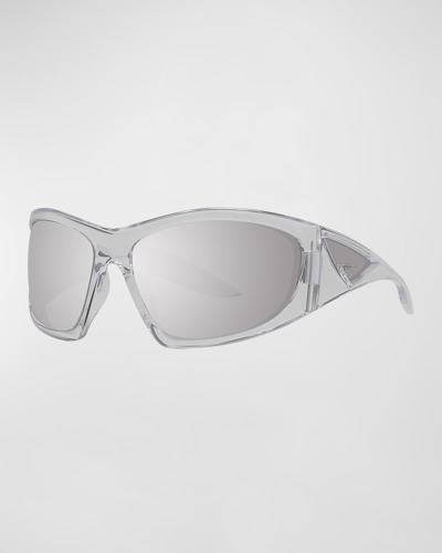 Shop Givenchy Giv Cut Acetate Wrap Sunglasses In Crystal Smoke Mir