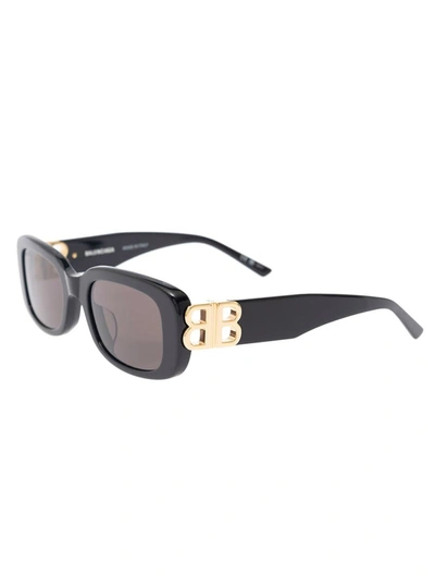 Shop Balenciaga 'dynasty 0310sk' Black Rectangular Sunglasses With Bb Logo Detail In Acetate Woman