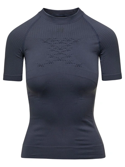 Shop Balenciaga 'energy Accumulator' Dark Grey Fitted T-shirt With Perforated Details In Stretch Polyamide Woman