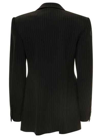 Balenciaga Hourglass Pinstripe Single-breasted Blazer In Black
